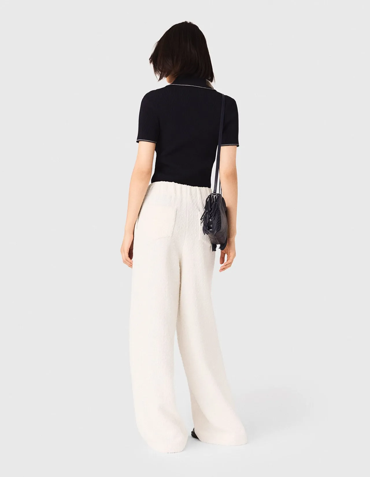 Piumasso Textured Wide Leg Belted Trousers