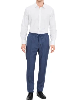 PLEAT FRONT SLIM LEG TROUSER