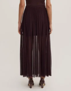 Pleated Mesh Skirt