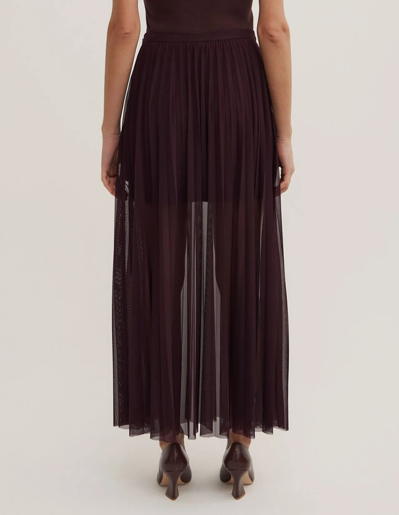 Pleated Mesh Skirt