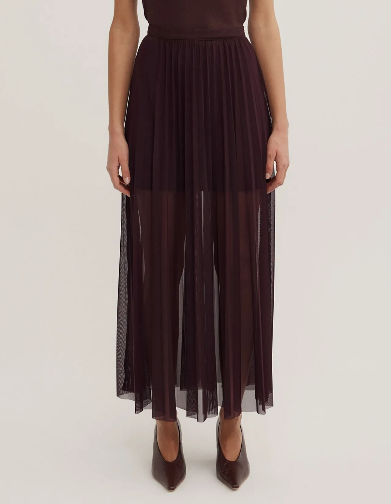 Pleated Mesh Skirt