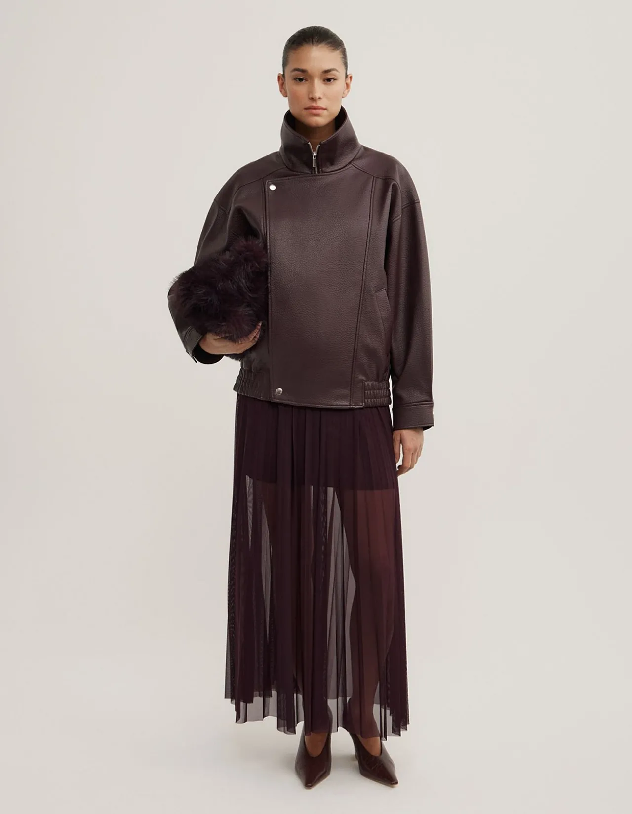 Pleated Mesh Skirt