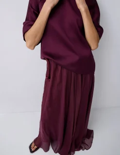 PLUM SATIN EVOLVE TOP