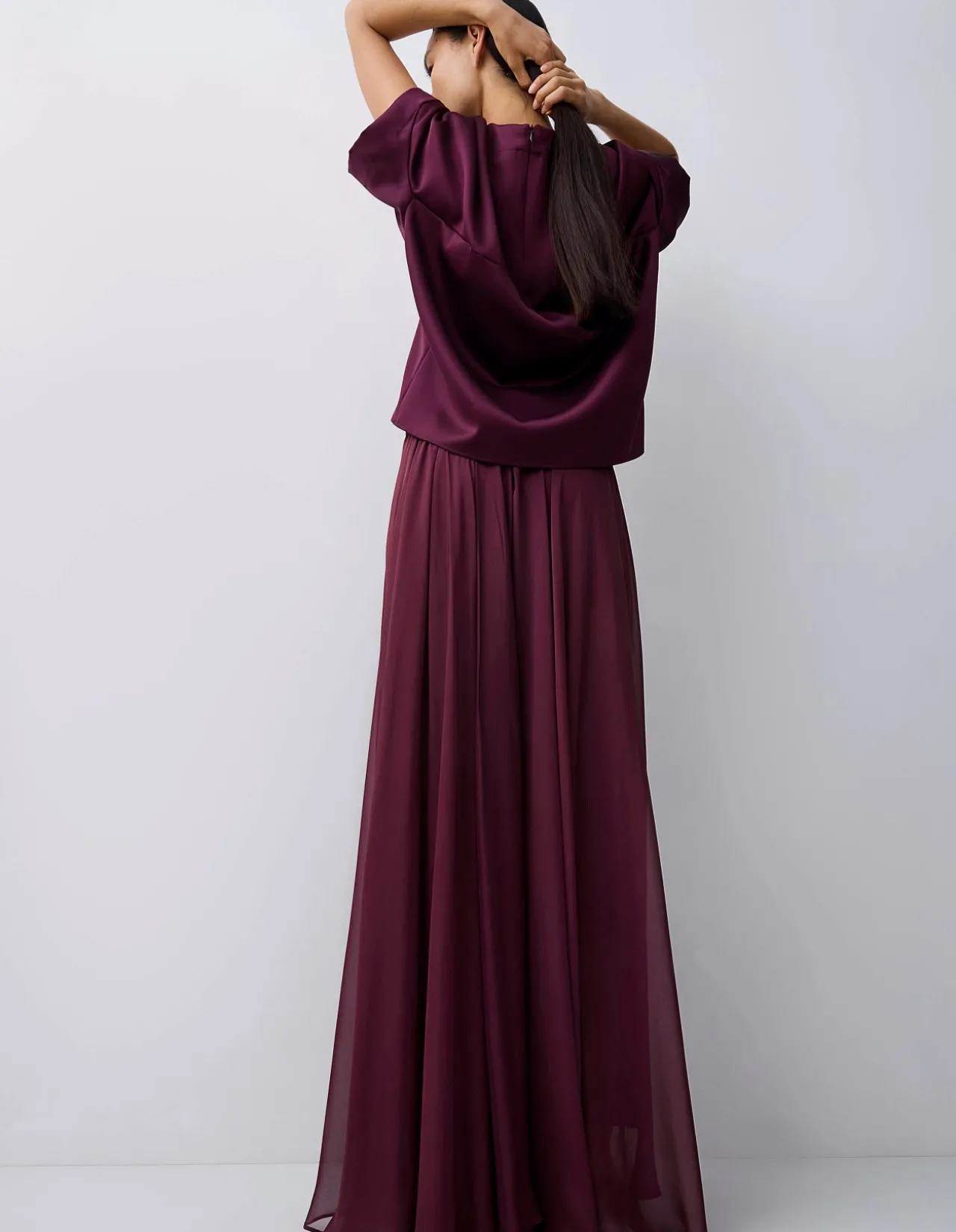 PLUM SATIN EVOLVE TOP