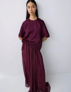PLUM SATIN EVOLVE TOP