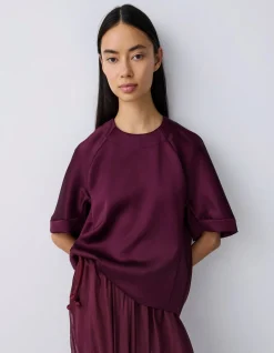 PLUM SATIN EVOLVE TOP