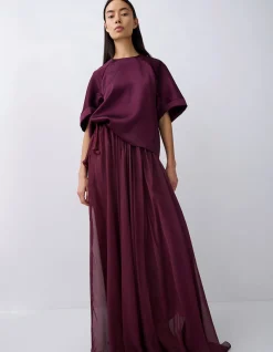 PLUM SATIN EVOLVE TOP