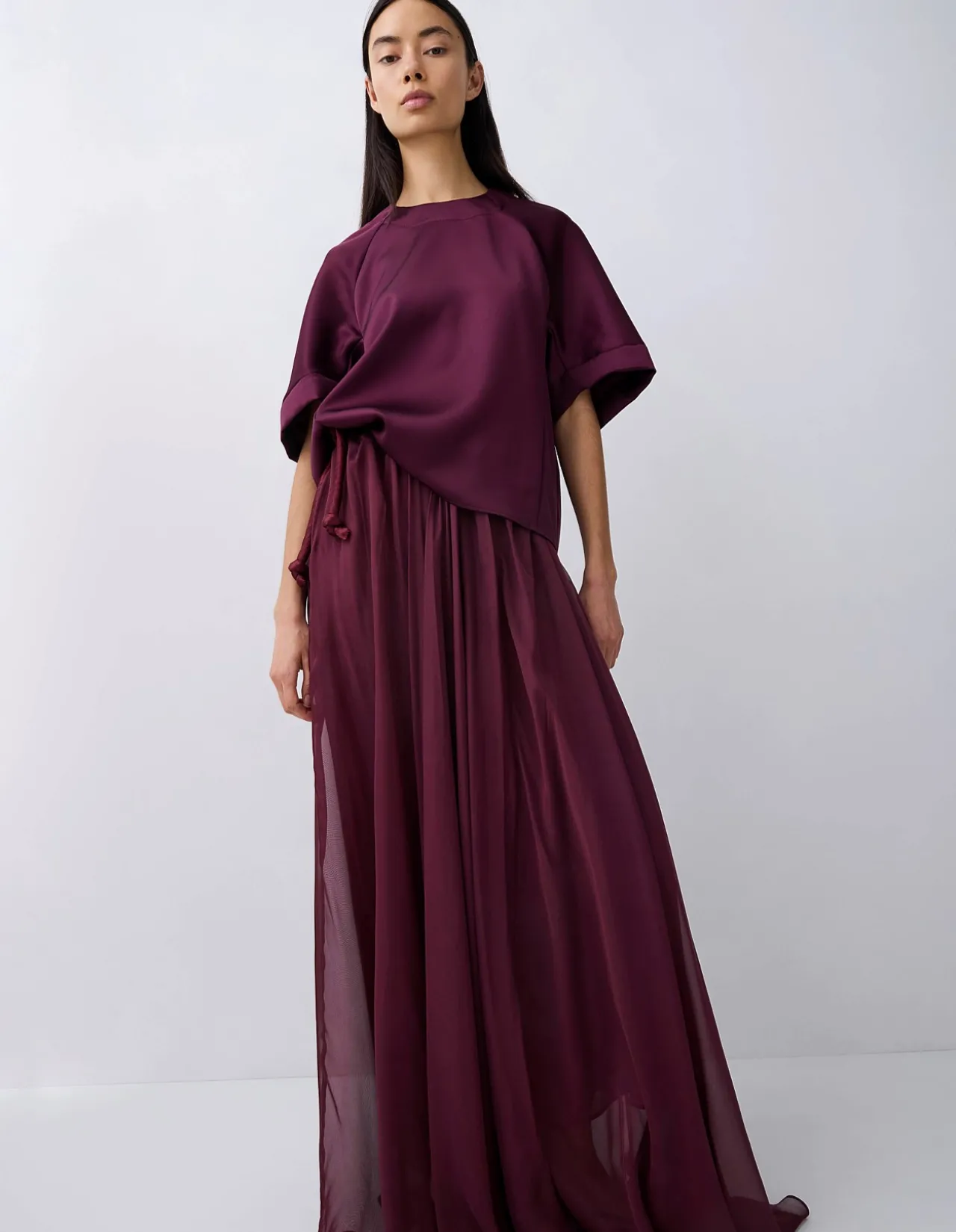 PLUM SATIN EVOLVE TOP