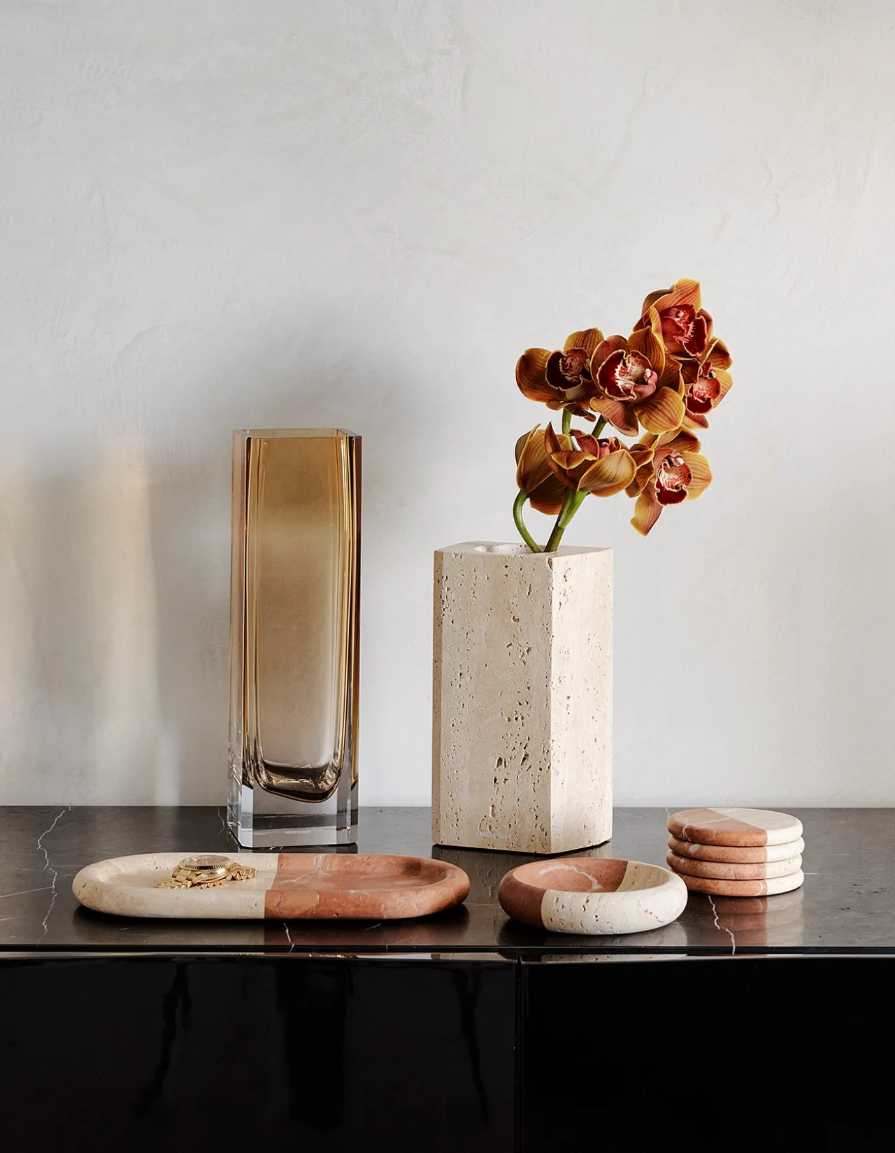 Polar Bowl Coral & Travertine
