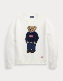 POLO BEAR LINEN-COTTON CREWNECK SWEATER
