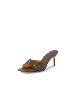 PREEYAH Vinylite Strap Heeled Mules