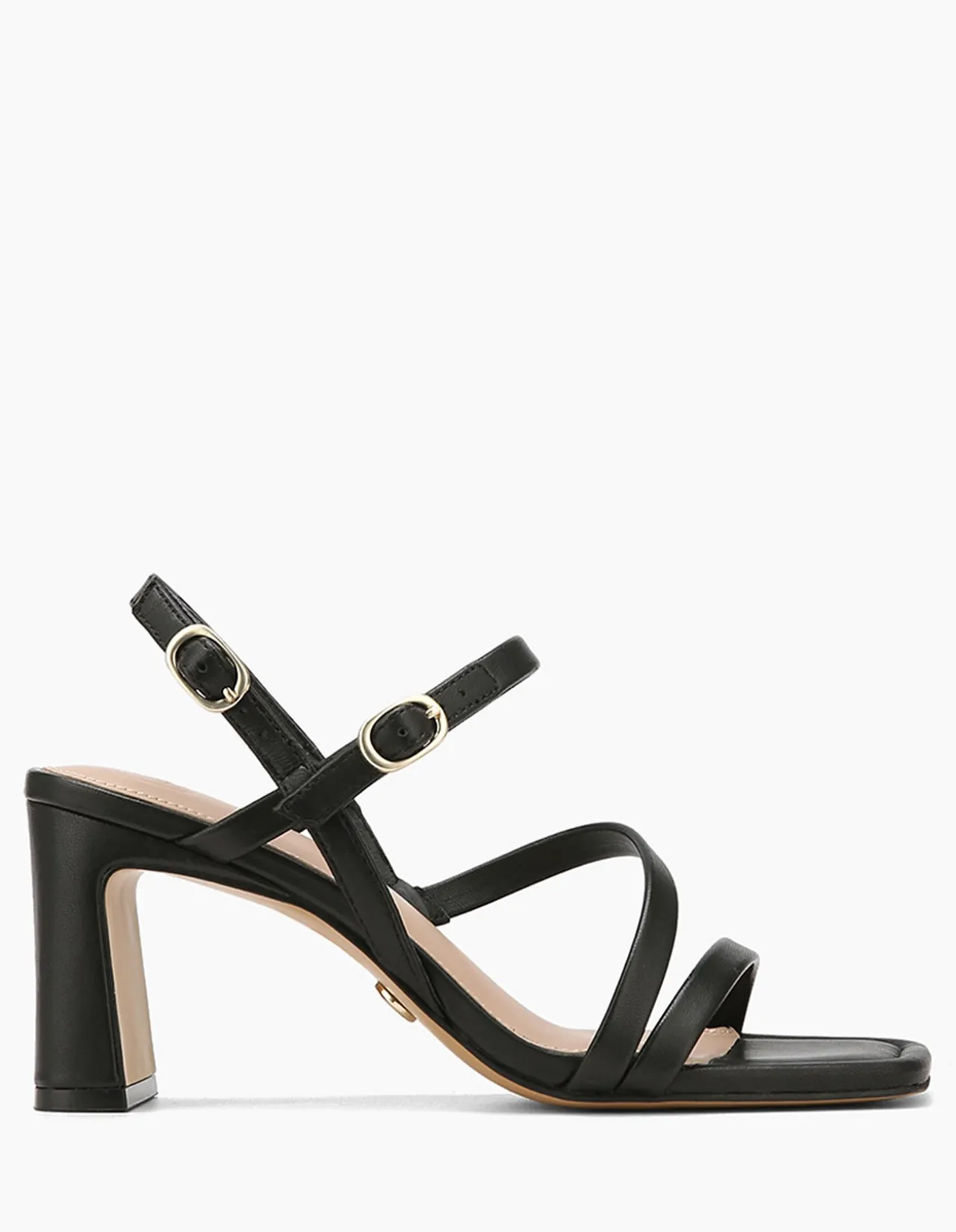 Primo Black Leather Strappy Heel