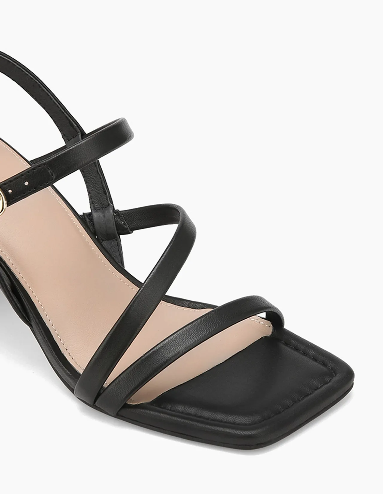 Primo Black Leather Strappy Heel