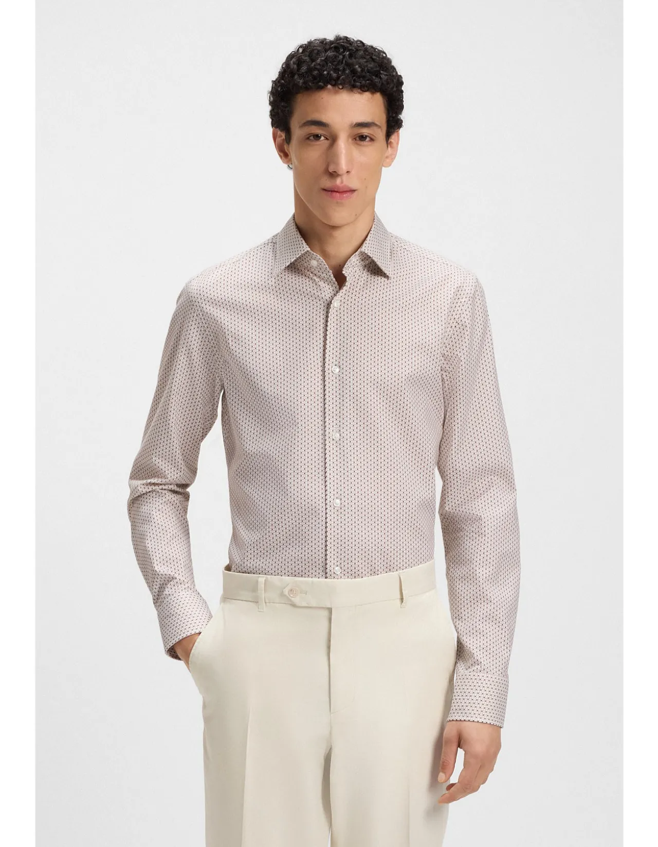 Printed Slim-fit Shirt in Cotton Twill