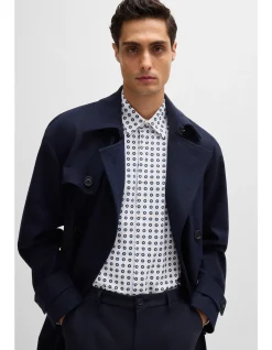 Printed Slim-Fit Shirt in Performance-Stretch Jersey