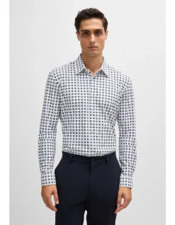 Printed Slim-Fit Shirt in Performance-Stretch Jersey