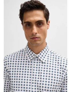Printed Slim-Fit Shirt in Performance-Stretch Jersey