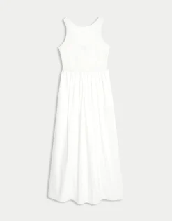 Pure Cotton Shirred Waisted Maxi Dress
