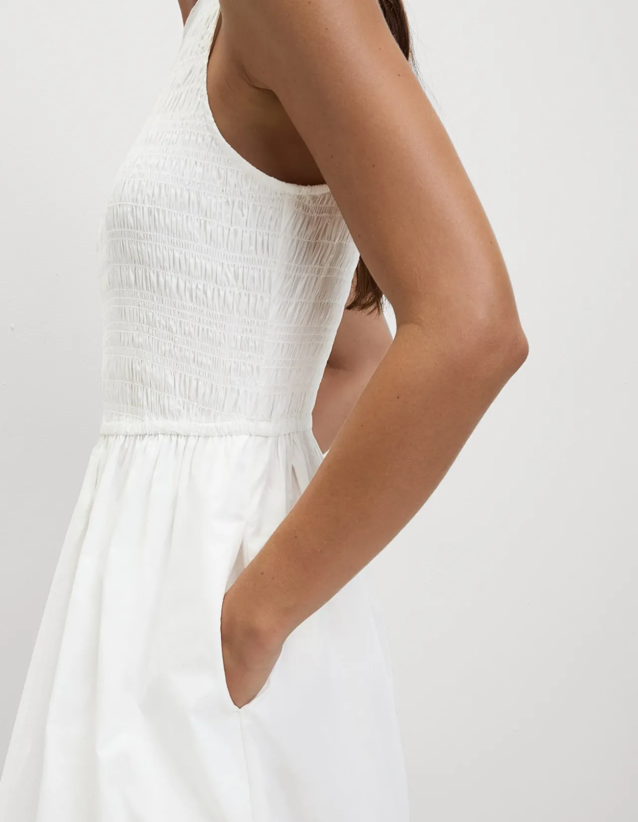 Pure Cotton Shirred Waisted Maxi Dress