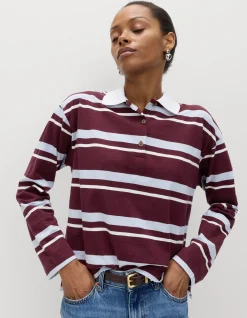 Pure Cotton Striped Long Sleeve Rugby Top