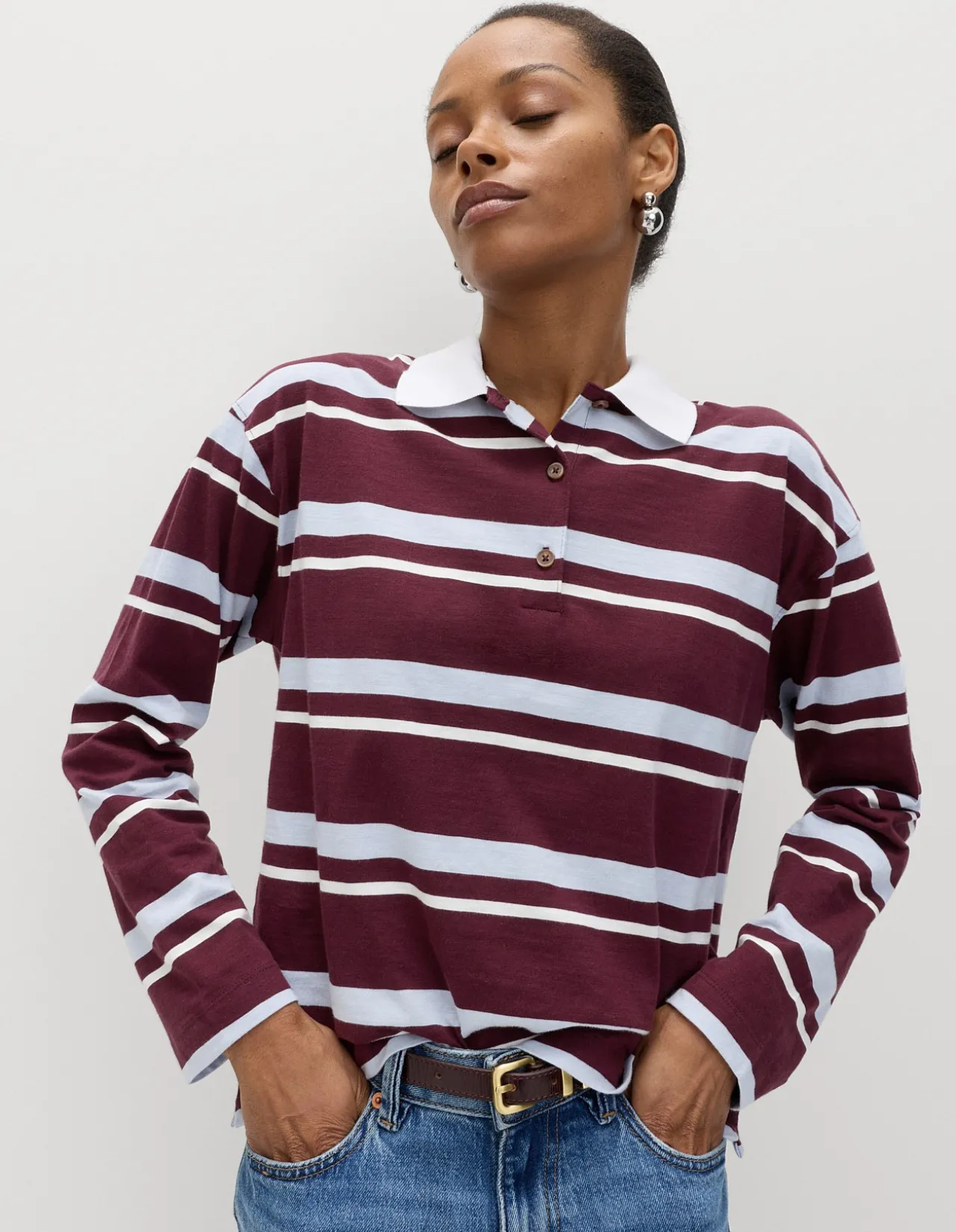 Pure Cotton Striped Long Sleeve Rugby Top