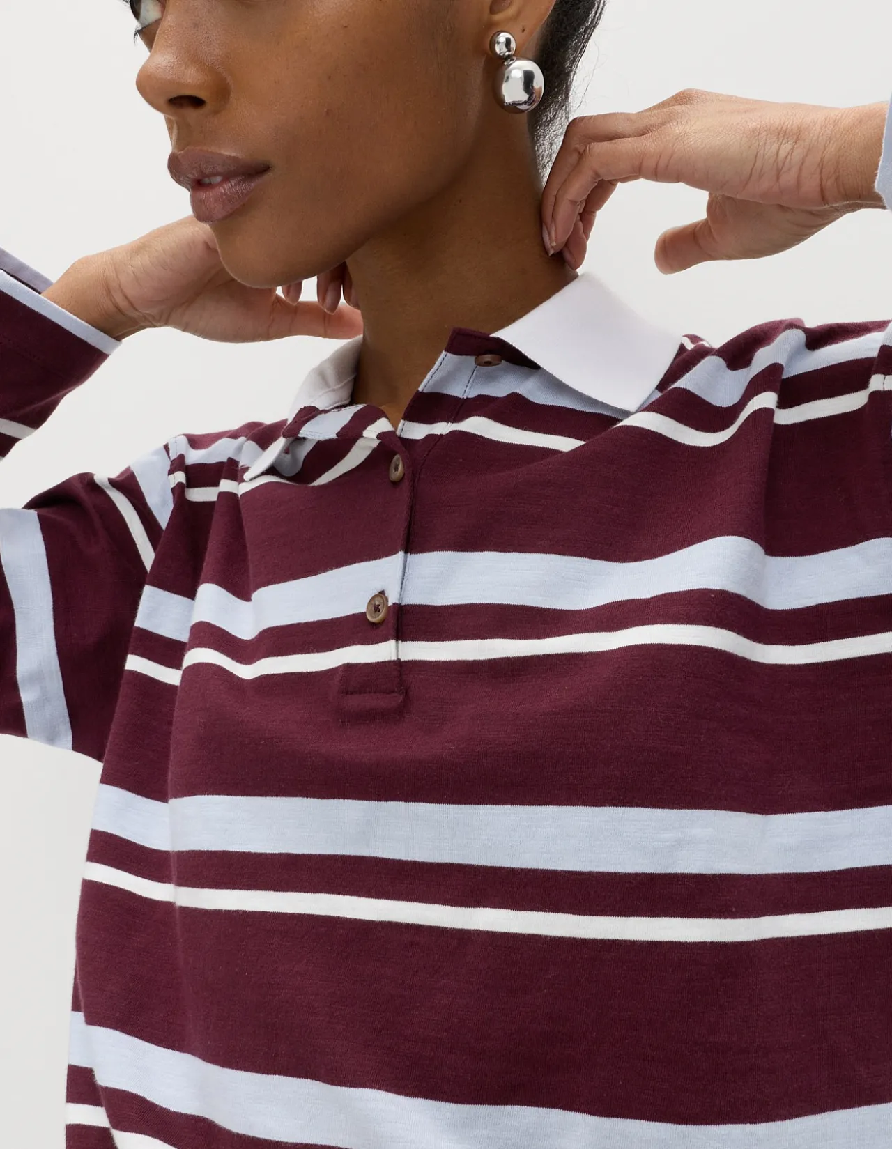 Pure Cotton Striped Long Sleeve Rugby Top