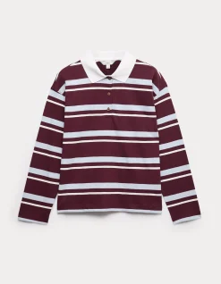 Pure Cotton Striped Long Sleeve Rugby Top