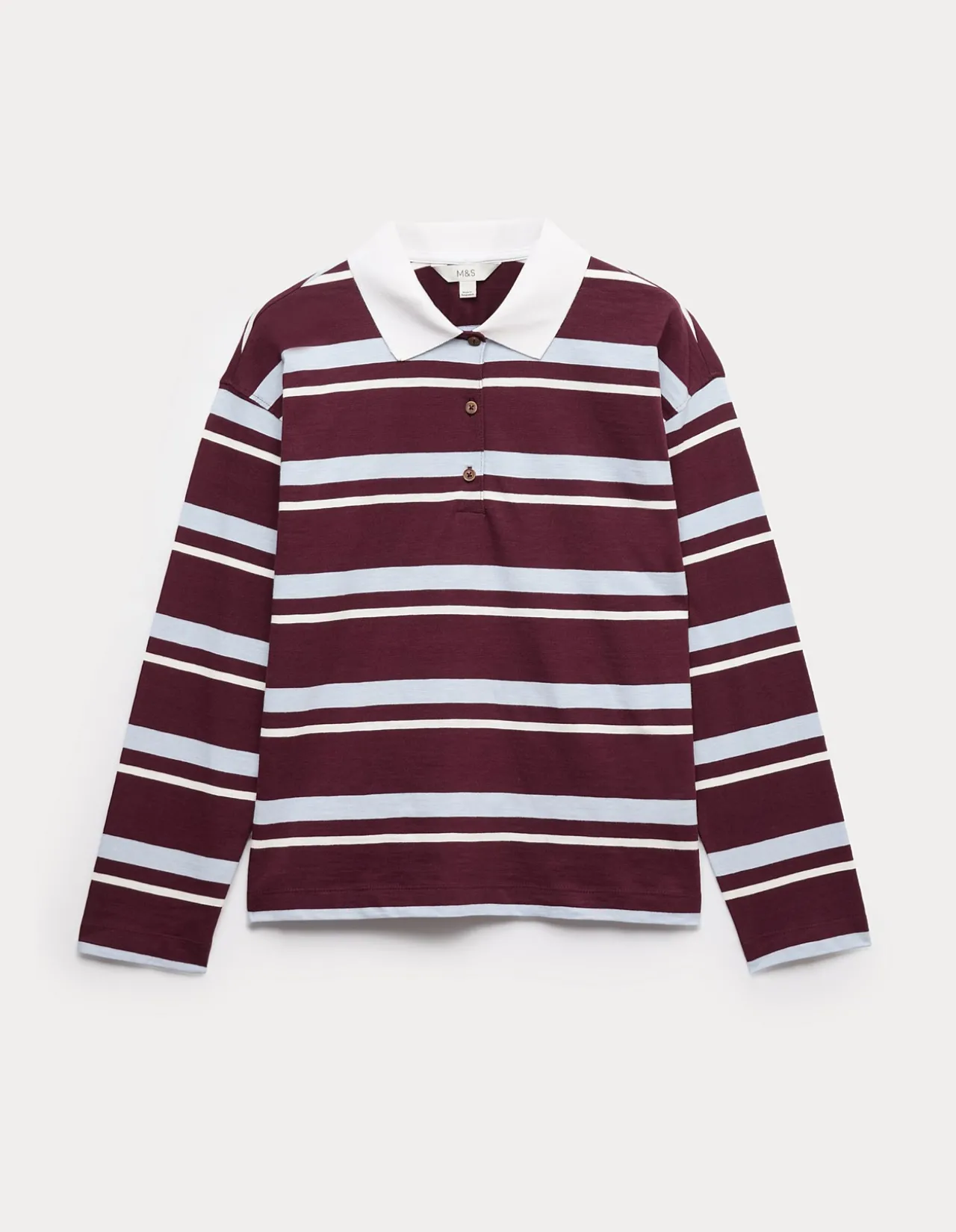 Pure Cotton Striped Long Sleeve Rugby Top