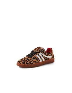 Qallan Leopard Strap Pony Leather Sneakers