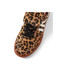 Qallan Leopard Strap Pony Leather Sneakers
