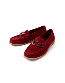 Qeeto Chain Trim Suede Loafers