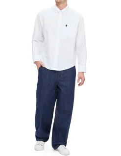 QUOTA-BOXY LONGSLEEVE SHIRT BUTTONDOWN COLLAR AND EMBROI ADC