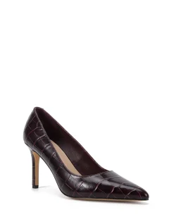 Ravyn Raisin Croc Embossed Leather Pump