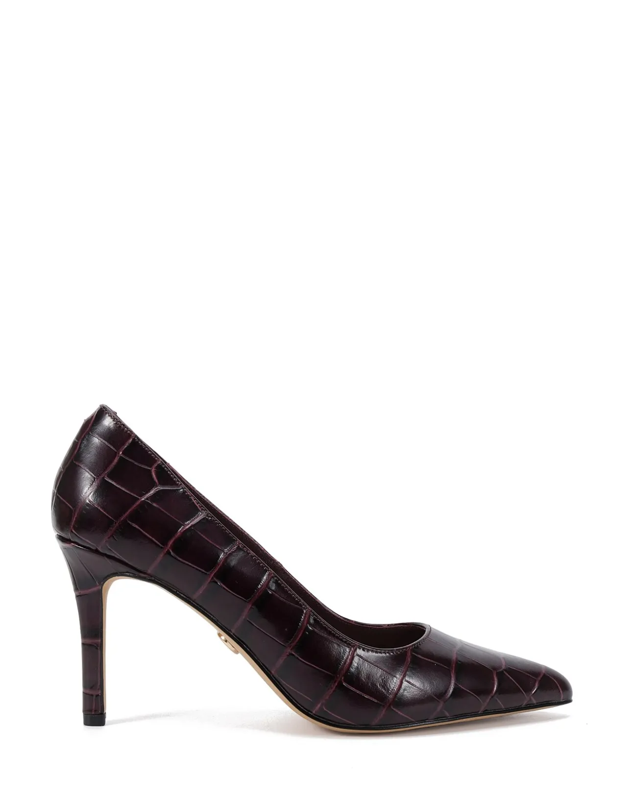 Ravyn Raisin Croc Embossed Leather Pump