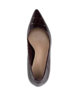 Ravyn Raisin Croc Embossed Leather Pump