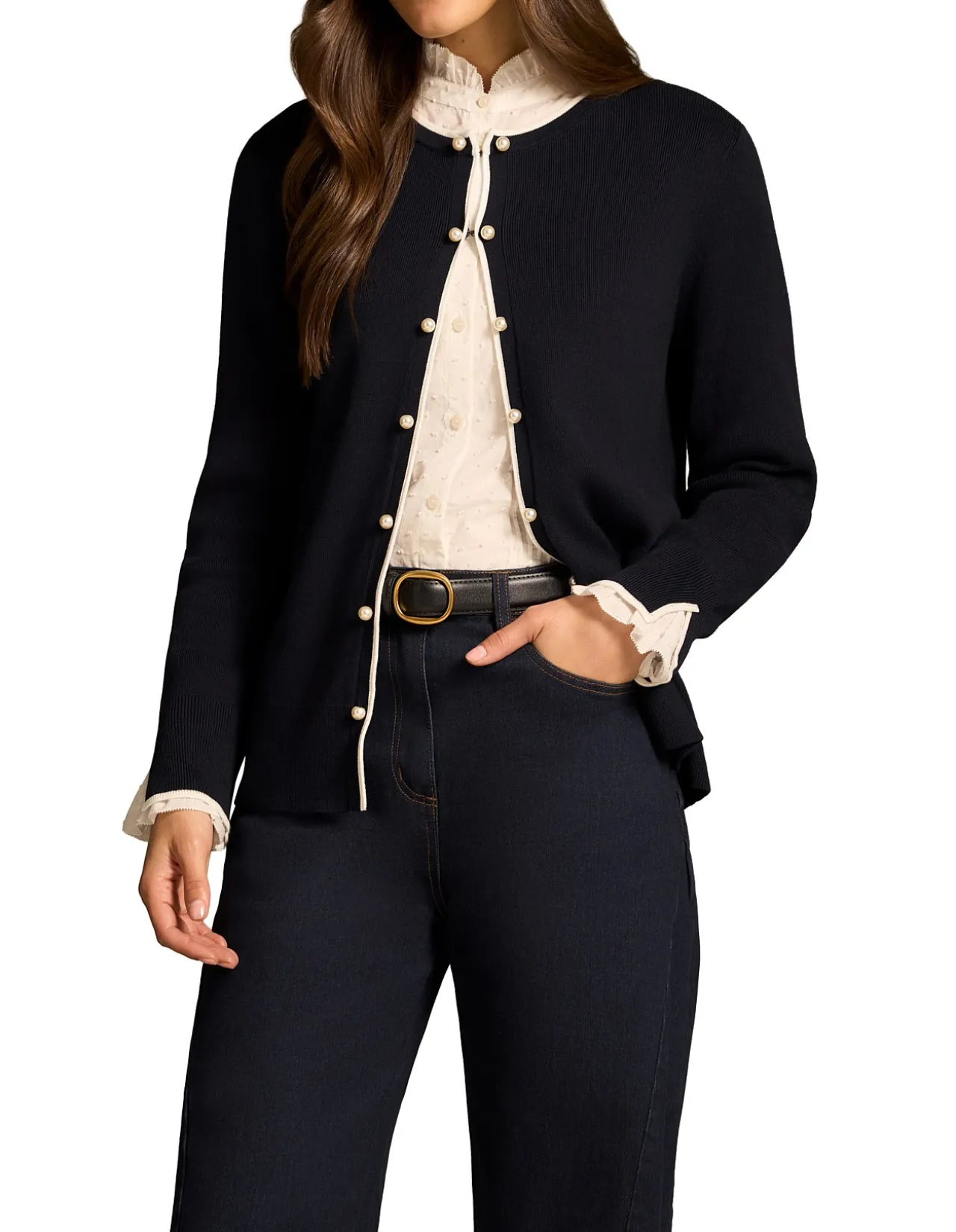 RE - CONTRAST RIB CARDIGAN