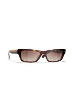 Rectangle Dark Havana Gradient Sunglasses