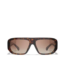 Rectangle Havana Gradient Polarised Sunglasses