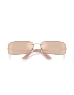 Rectangle PALE GOLD PINK MIRROR Sunglasses