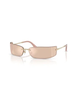 Rectangle PALE GOLD PINK MIRROR Sunglasses