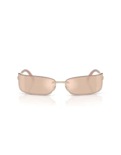 Rectangle PALE GOLD PINK MIRROR Sunglasses