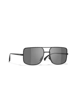 Rectangle Satin Black Dark Grey Sunglasses