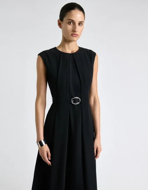 RECYCLED CREPE SCULPTED MIDI DRESS