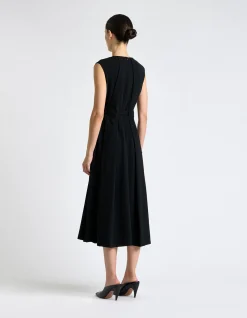 RECYCLED CREPE SCULPTED MIDI DRESS