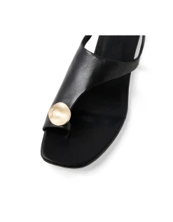 REEXI Gold Disc Leather Sandals
