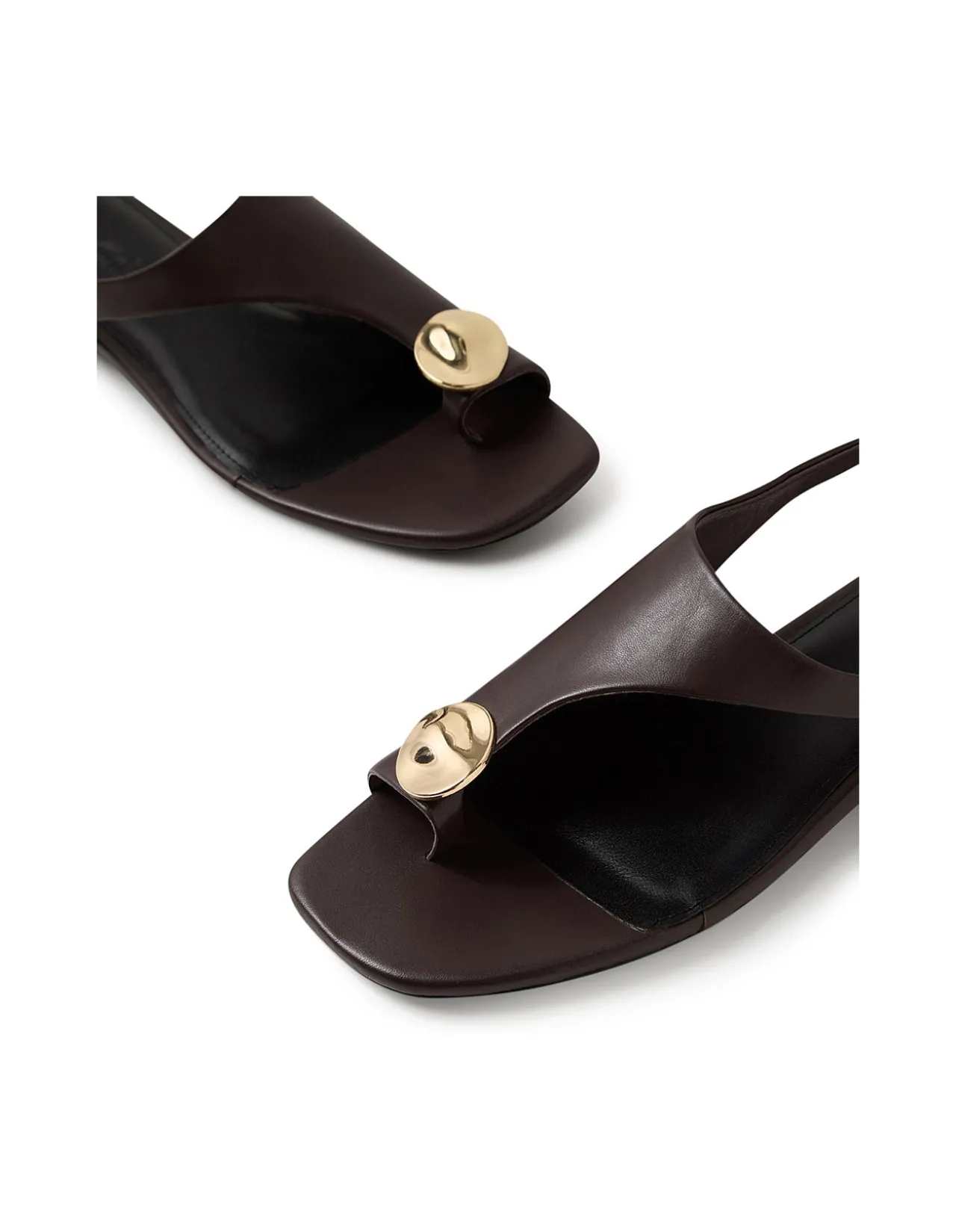 Reexi Gold Disc Toe Loop Leather Sandals