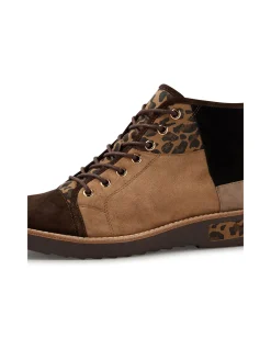 Regine Leopard Panel Lace Up Ankle Boots