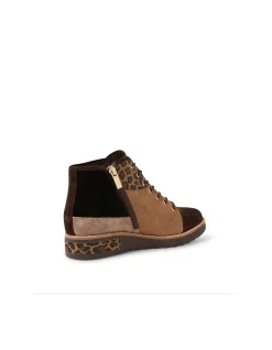 Regine Leopard Panel Lace Up Ankle Boots