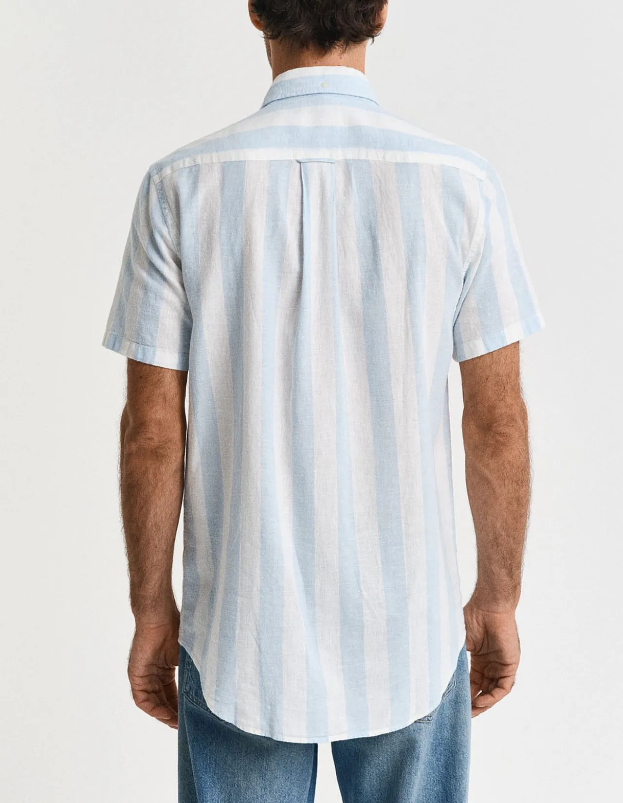 Regular Fit Striped Cotton Linen Short Sleeve Shirt