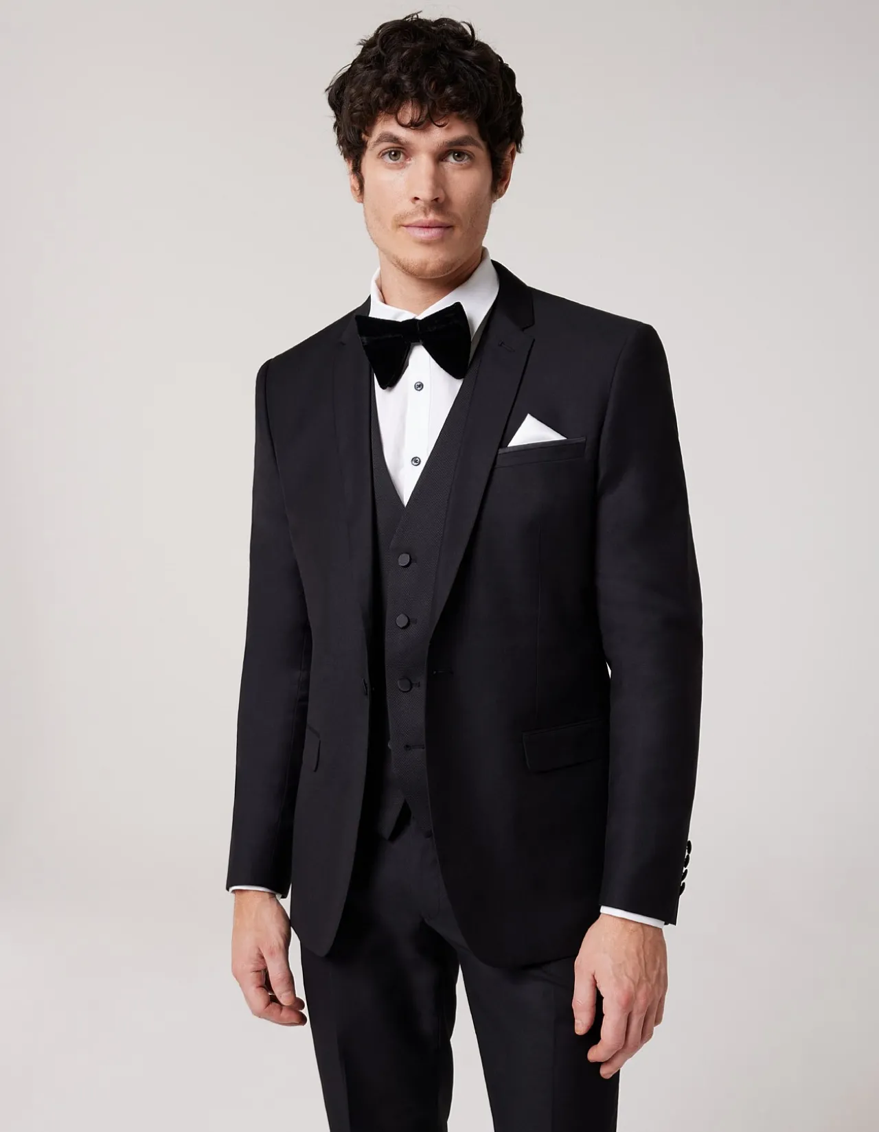Regular Fit Detachable Shawl Collar Tuxedo Black
